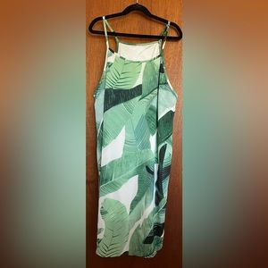 Unbranded Women’s Banana Leaf Print Green & White Dress Size Medium